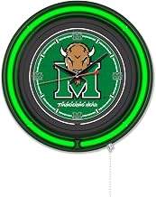 Holland Bar Stool Clk15BKMrshll NCAA 15 in. Dia. Marshall University Double Neon Wall Clock Black