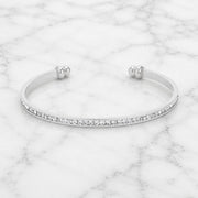 Channel-Set Clear Crystal Open Cuff Bracelet by Generic – Small, Metal, Rhodium, Model BC00072R-C02