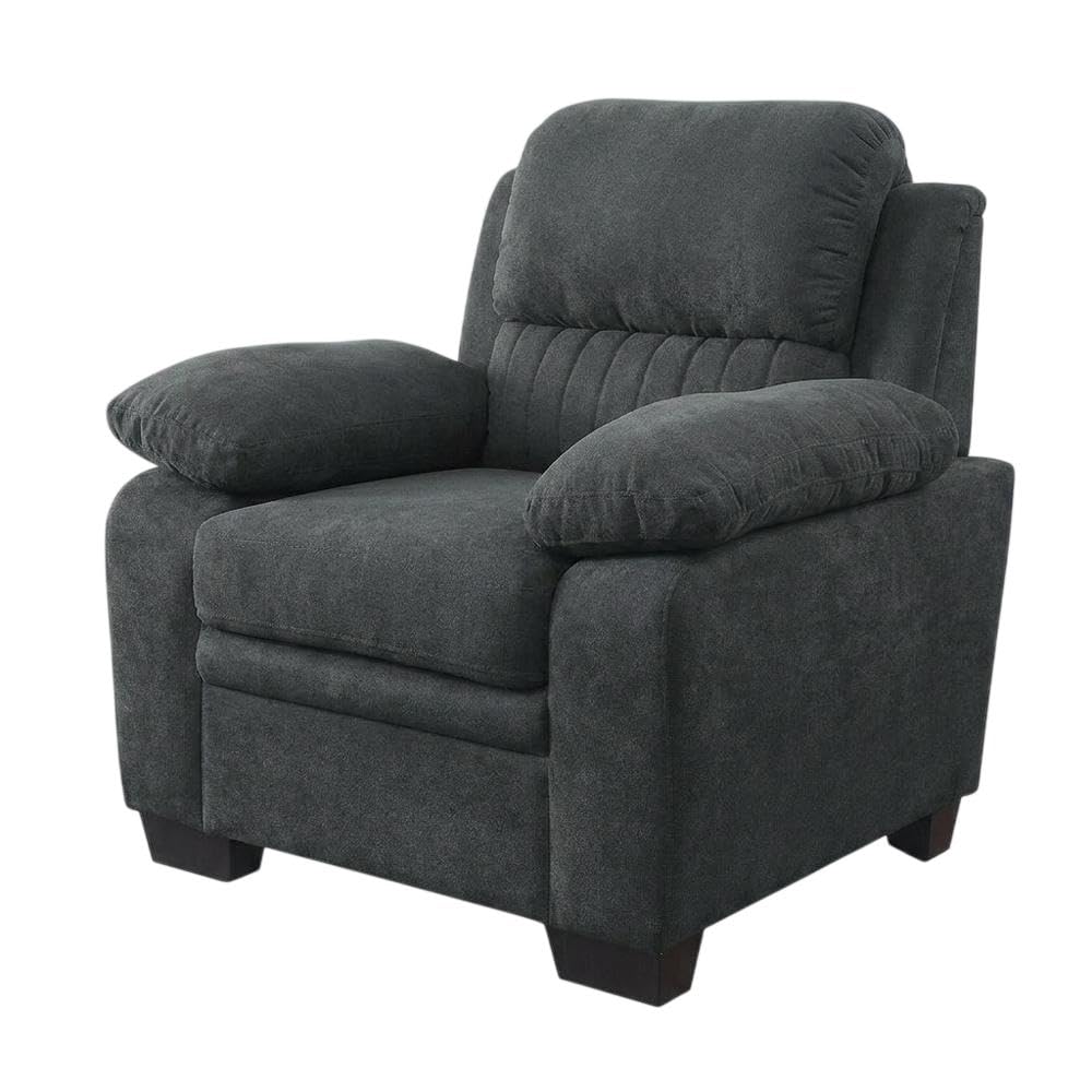 Textured Fabric-Upholstered Armchair with Solid Arms by Starlight Canyon Home – Textured, Grey