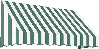 AWNTECH 10.38 FT. SAN Francisco Fixed Awning 124.5 in. W X 24 in. H X 48 in. D Acrylic Fabric in Forest/White Stripe SF24-10FW