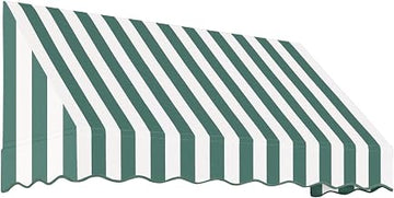 AWNTECH 10.38 FT. SAN Francisco Fixed Awning 124.5 in. W X 24 in. H X 48 in. D Acrylic Fabric in Forest/White Stripe SF24-10FW