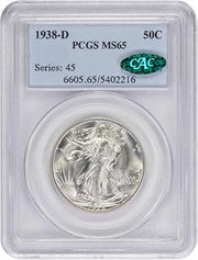1938 D Walking Liberty Half, CAC Verified PCGS MS65