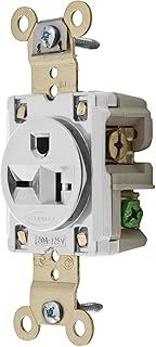 Hubbell HBL5461W Single Receptacle, Industrial Grade, 20 amp, 250V, 6-20R, White