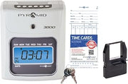 Pyramid Time Systems Model 3800 Auto Totaling Time Clock, Electronic Time Punch Clock for Small Business, Bundle Includes: 50 Time Cards, 1 Ink Ribbon and 2 Security Keys - Ivory | Electronic Time Punch Clock for Small Business, Bundle Includes 50 Time Cards, 1 Ink Ribbon and 2 Security Keys