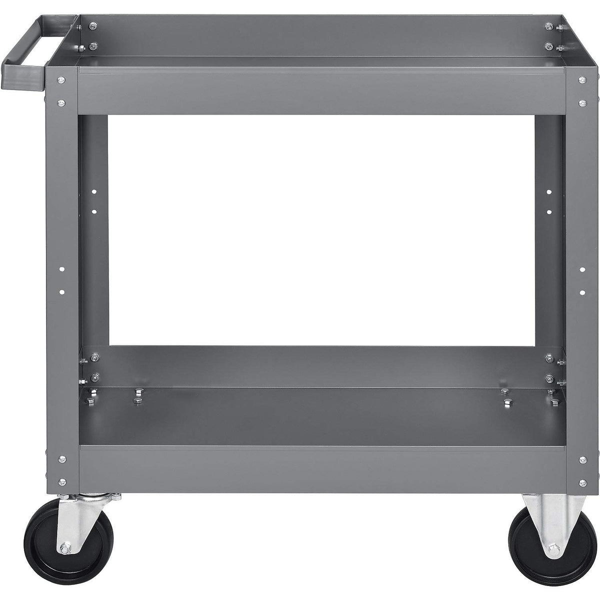 2 Shelf Deep Tray Steel Stock Cart by Global Industrial – 3"L x 16"W x 32"H, 12-Gauge Steel, Gray, Model 988837