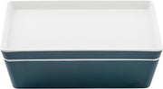 Tablecraft Marvista Collection Rectangular Stackable Bowl and Lid, 3 Qt Capacity, 11.25" x 7.25" x 4", Lagoon Melamine, Space-Saving Food Container for Prep, Serving, and Organization