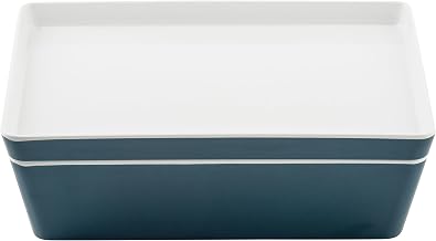 Tablecraft Marvista Collection Rectangular Stackable Bowl and Lid, 3 Qt Capacity, 11.25" x 7.25" x 4", Lagoon Melamine, Space-Saving Food Container for Prep, Serving, and Organization