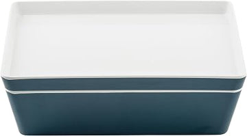 Tablecraft Marvista Collection Rectangular Stackable Bowl and Lid, 3 Qt Capacity, 11.25" x 7.25" x 4", Lagoon Melamine, Space-Saving Food Container for Prep, Serving, and Organization