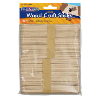 Jumbo Natural Craft Sticks by Pacon – 6" x 0.75", Wood, Natural, Pack of 100, Model CK-367601