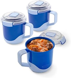 Rubbermaid Pack & Go 660mL Soup Mugs, 3-Pack, 100% Leakproof Meal Prep Containers, Dishwasher-Safe and Microwave-Safe