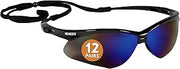 KLEENGUARD V30 Nemesis™ Safety Glasses (14481),Blue Lenses with Mirror coating, Black Frame, Unisex Eyewear (12 Pairs/Case)