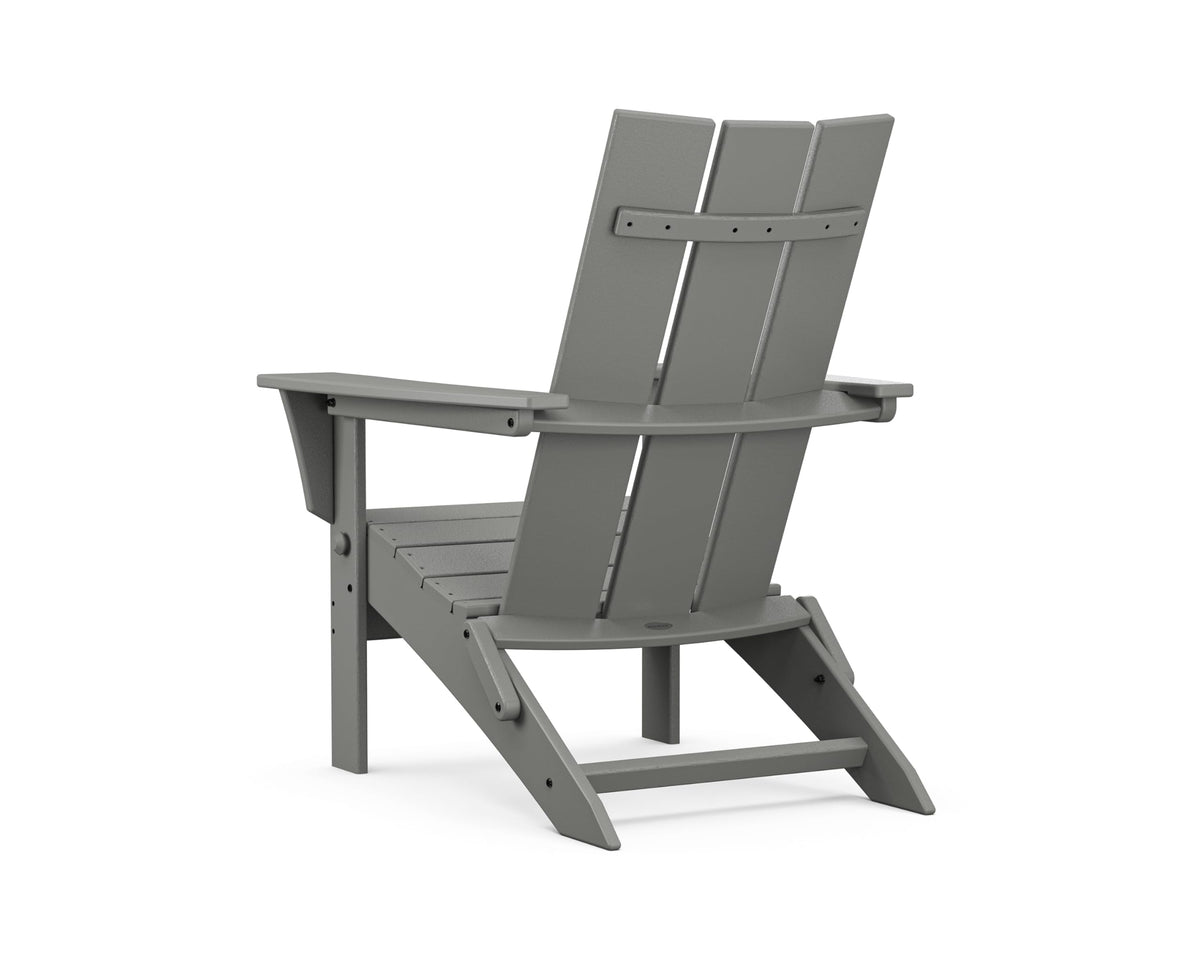 Modern Folding Adirondack Chair by Polywood – 30 inches (W) x 32.25 inches (L) x 37 inches (H), High Density Polyethylene (HDPE), Slate Grey, Model MNA110GY