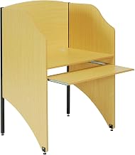 Global Industrial Single Privacy Study Carrel, Teak, 32-3/4"W x 24-1/2"D x 48"H