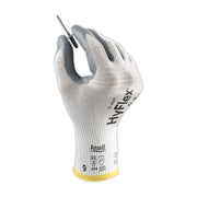 HyFlex Foam Gloves by Ansell – Size 8, Nitrile-Impregnated Fabric, White/Gray, Pack of 12, Model 11-800-8