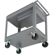 2 Shelf Deep Tray Steel Stock Cart by Global Industrial – 3.5"L x 16"W x 32"H, 12-Gauge Steel, Gray, Model 988836