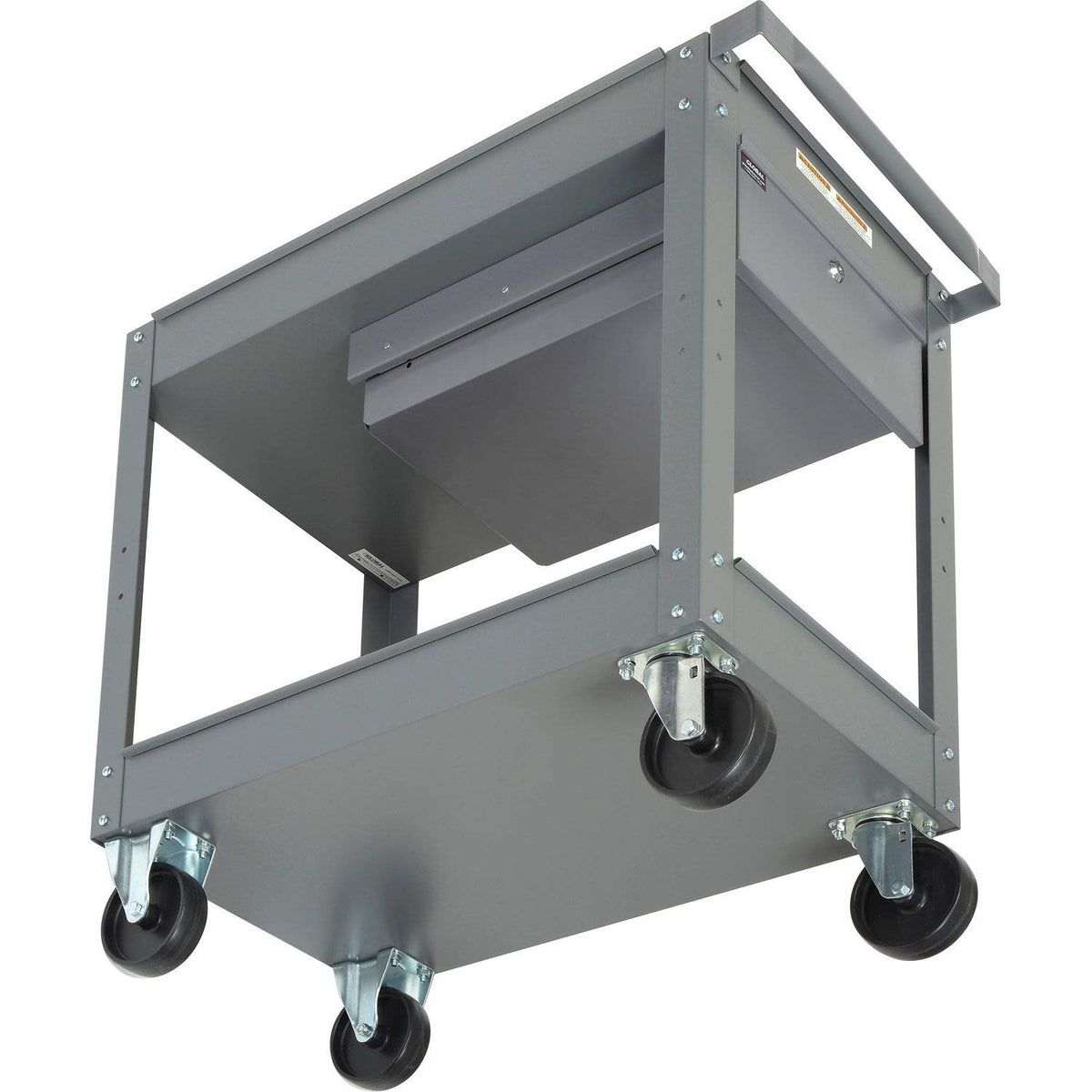 2 Shelf Deep Tray Steel Stock Cart by Global Industrial – 3.5"L x 16"W x 32"H, 12-Gauge Steel, Gray, Model 988836