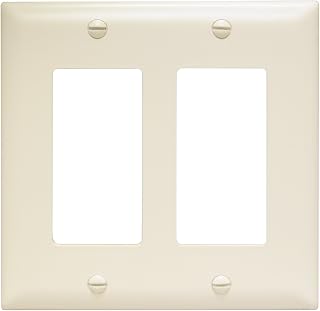 Legrand Pass & Seymour TP262LACC30 Trademaster Mid-Size Unbreakable Nylon Wall Plate, 2 Gang, Two Decorator Rocker GFCI Cover, Light Almond (1 Count)