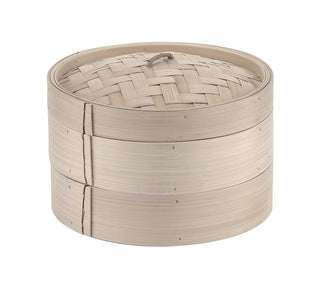 World Cuisine 6-1/4-Inch Bamboo Steamer Set by PADERNO – 6 1/4in, Bamboo, Gray, Model 49603-15