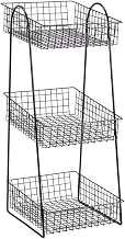 HUBERT Black Wire 3-Tier Basket Stand - 10 1/4"L x 13"W x 27"H