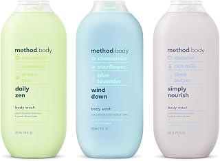 Method Body Wash Variety Pack - Wind Down 18 fl oz, Simply Nourish 18 fl oz, Daily Zen 18 fl oz, Paraben and Phthalate Free