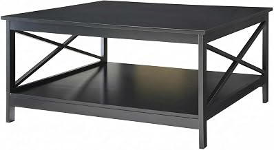 Furnifact Black MDF Coffee Table Square Top Sturdy Construction Stylish Modern Design for Living Room, Lounge, Office Use Stable and Easy to Clean Surface