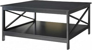 Furnifact Black MDF Coffee Table Square Top Sturdy Construction Stylish Modern Design for Living Room, Lounge, Office Use Stable and Easy to Clean Surface