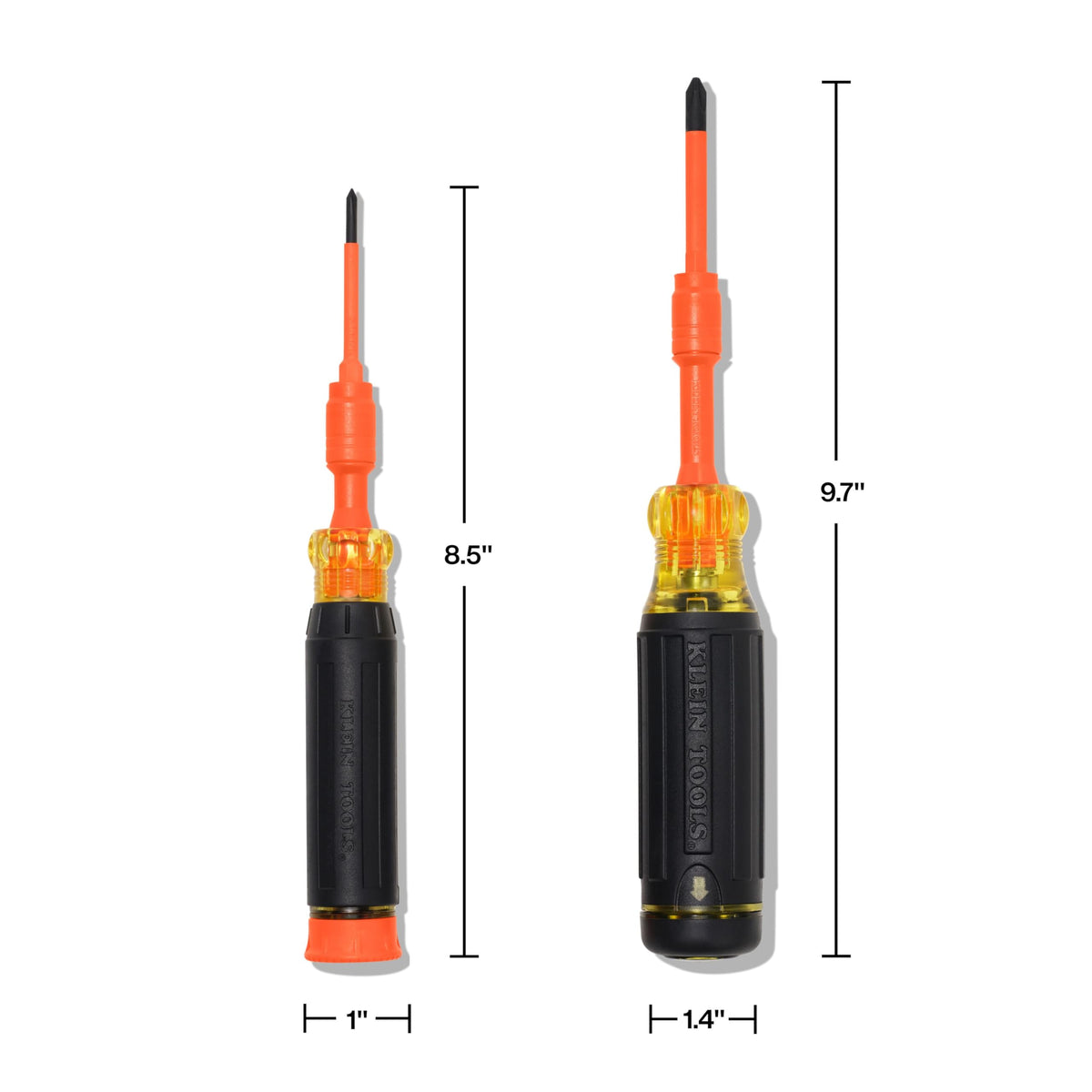 10-in-2 Insulated Multi-Bit and Multi-Bit Precision Screwdriver Set by KLEIN TOOLS – 2-Piece Set, Black/Orange, Model 32310INS