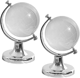 WOONEKY 2pcs Earth Map Globe Cute Crystal Decorative Globe for Desktop Office Home Study Unique for Occasions