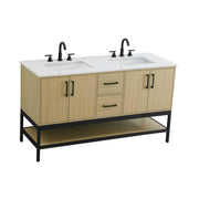 Elegant Kitchen and Bath 60" Double Bathroom Vanity in Honey Brown by Elegant Lighting – 60" W x 22" H x 18" D, Wood, Honey Brown, Model VF60760DMHB