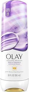 Olay Body Wash for Women, Indulgent Moisture, 24hr Moisturizing & Nourishing Formula, Infused with Vitamin B3 Complex, Luxurious Fragrances, Elderberry & Almond Cream Scent, 20 fl oz