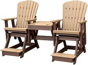 Brown Double Balcony Height Glider, 2-Seater with Center Table, All-Weather HDPE Outdoor Furniture