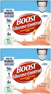 Boost Balanced Nutritional Drink, Creamy Strawberry, Helps Manage Blood Sugar with No Artificial Colors, 6-8 FL OZ Bottles/Pack (Pack of 2)
