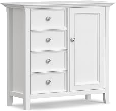 SIMPLIHOME Amherst 37" Wide Solid Wood Storage Cabinet in White