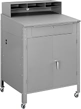 Global Industrial Mobile Cabinet Shop Desk, 34-1/2"W x 30"D x 51-1/2"H Gray