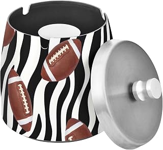 Rugby Zebra Print Splash Ashtray with Lid, Outdoor Ashtrays for Patio
