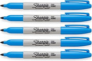 Sharpie Blue, Fine Point Tip, Permanent Markers, 5-Count (Brilliant Blue)
