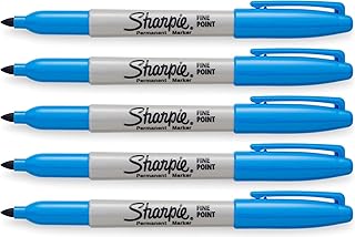 Sharpie Blue, Fine Point Tip, Permanent Markers, 5-Count (Brilliant Blue)