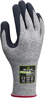 SHOWA 386 Foam Nitrile Palm Coated A4 Cut Resistant Safety Glove with HPPE Liner, 13-Gauge, for Vending Machines, Medium (12 Pair)