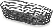 TableCraft BK11709, Oblong Basket, 9" x 4" x 2", Black Metal, Artisan Collection, Powder Coated for Durability, Versatile Design for Bread, Bagels, Pastries, and Decorative Use