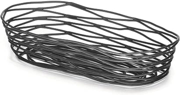 TableCraft BK11709, Oblong Basket, 9" x 4" x 2", Black Metal, Artisan Collection, Powder Coated for Durability, Versatile Design for Bread, Bagels, Pastries, and Decorative Use