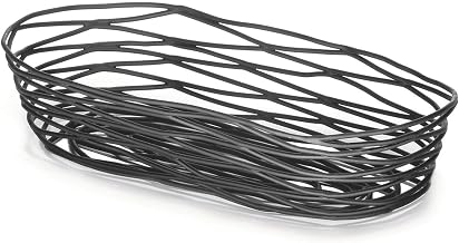 TableCraft BK11709, Oblong Basket, 9" x 4" x 2", Black Metal, Artisan Collection, Powder Coated for Durability, Versatile Design for Bread, Bagels, Pastries, and Decorative Use