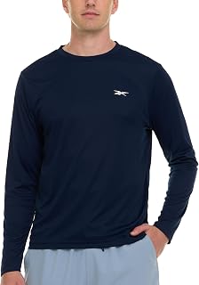 Reebok Men's Long Sleeve Rash Guard, UPF 50+ Swim Shirt, Fishing Shirt