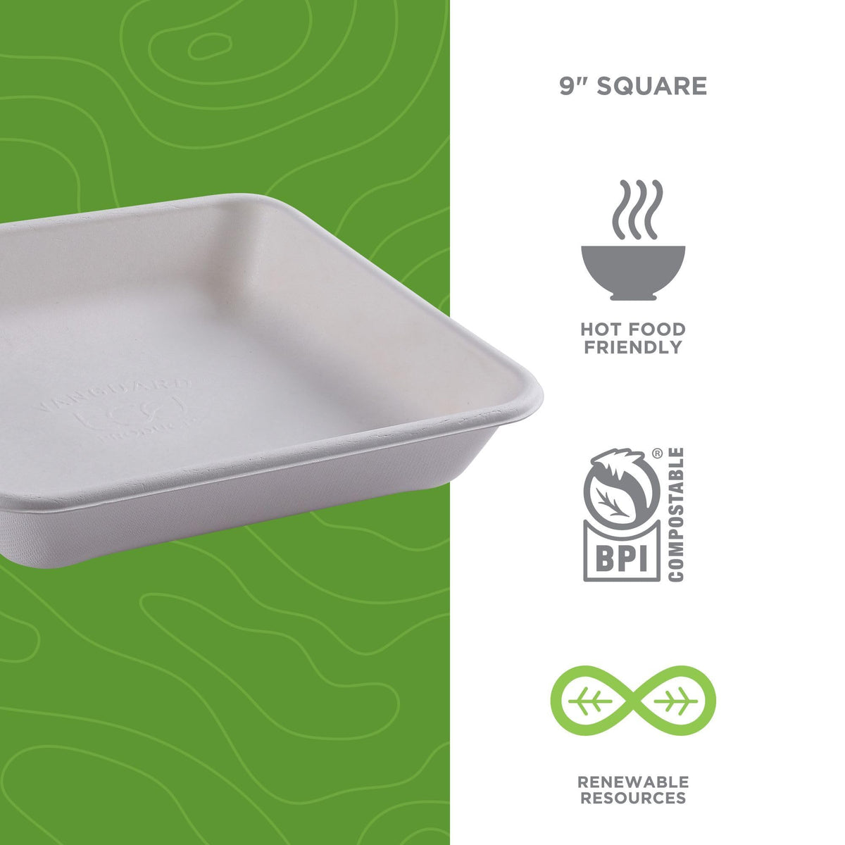 Compostable 9" To Go Containers by ECO PRODUCTS – 9", 47.0 ounces, Molded Fiber, White, Pack of 200
