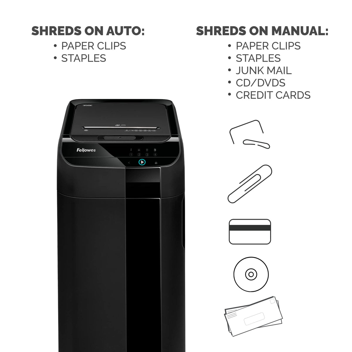 Fellowes Black / 1 / 350-Sheet Shredders