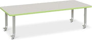 Jonti-Craft Berries 6413JCM130 Rectangle Activity Table - 30" X 72", Mobile - Freckled Gray/Key Lime/Gray