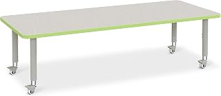 Jonti-Craft Berries 6413JCM130 Rectangle Activity Table - 30" X 72", Mobile - Freckled Gray/Key Lime/Gray