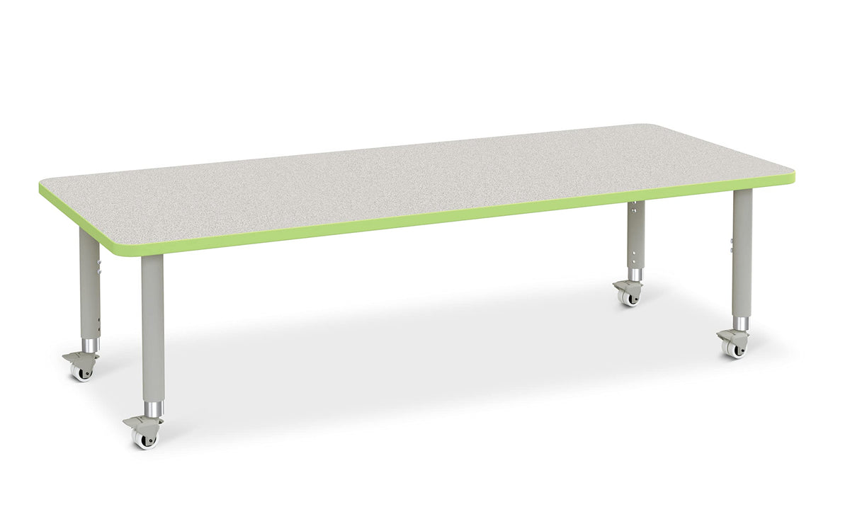 Berries Rectangle Activity Table - 30" X 72" by Jonti-Craft – 30" x 72", Wood, Freckled Gray/Key Lime/ Gray, Model 6413JCM130
