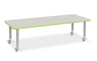 Berries Rectangle Activity Table - 30" X 72" by Jonti-Craft – 30" x 72", Wood, Freckled Gray/Key Lime/ Gray, Model 6413JCM130