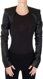 Womens Leather Shrug Lambskin Leather Crop Moto Bolero Shrug Black Jacket Slim Fit WJ015