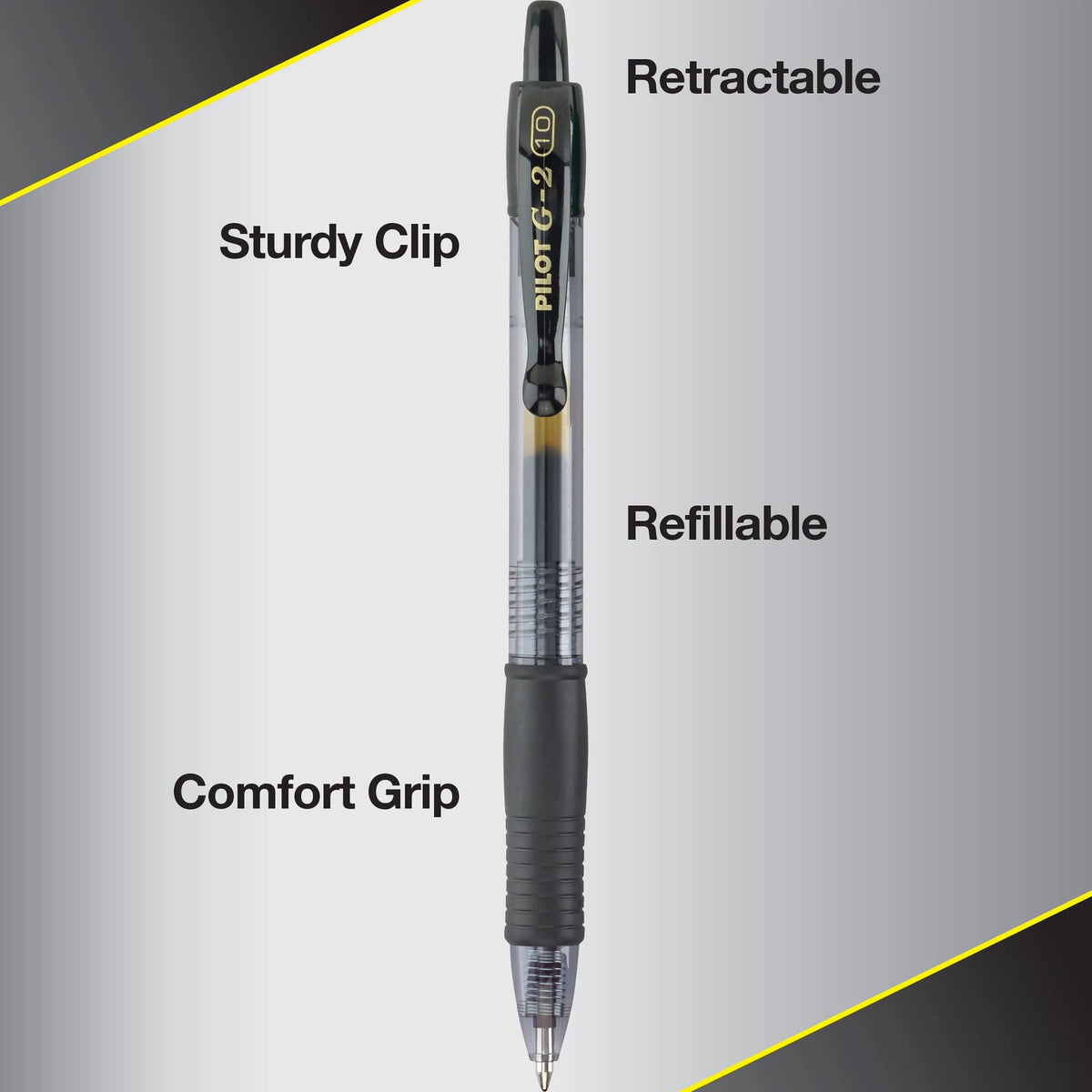 G2 Premium Rolling Ball Gel Pens by PILOT – 5 Count (Pack of 2), Rubber, Black, Pack of 2, Model 31303